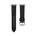 Embossed Line Genuine Leather Watch Band For Apple Watch 4 44mm(Black)