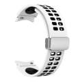 For Samsung Galaxy Watch5 Double-row Hole Folding Buckle Silicone Watch Band(White Black)