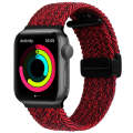 Magnetic Fold Clasp Woven Watch Band For Apple Watch 8 45mm(Black Sand Red)