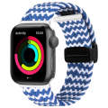 Magnetic Fold Clasp Woven Watch Band For Apple Watch 7 41mm(Blue White)