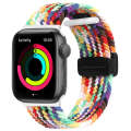 Magnetic Fold Clasp Woven Watch Band For Apple Watch 3 38mm(Rainbow Color)