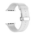 Metal Butterfly Buckle Silicone Watch Band For Apple Watch 8 45mm(White)