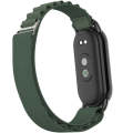 For Xiaomi Mi Band 8 Metal Plug Loop Nylon Watch Band(Black+Army Green)