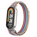 For Xiaomi Mi Band 8 Metal Plug Loop Nylon Watch Band(Silver+Colorful)