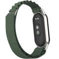 For Xiaomi Mi Band 8 Metal Plug Loop Nylon Watch Band(Silver+Army Green)