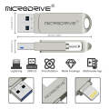 MicroDrive 2 In 1  8 Pin + USB 2.0 Portable Metal USB Flash Disk, Capacity:64GB(Silver)