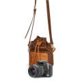 Cwatcun D82 Bundle Drawstring Lens Bag PU Crossbody Camera Bag(Coffee)