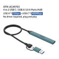 Onten UCA9703 4 in 2 USB 3.0 + Type-C to 3 Type-C + USB HUB Docking Station (Pine Needle Green)