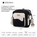 Cwatcun D118 Contrast Two Ways Backpack Cross-body Canera Bag, Size:21 x 21 x 14.5cm(Black)