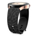 For Samsung Galaxy Watch 6 Ethnic Style Flowers Embossed Silicone Watch Band(Black)