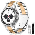 For Samsung Galaxy Watch 6 / 5 / 4 Three Bead Stainless Steel Metal Watch Band(Silver Rose Gold)