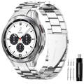For Samsung Galaxy Watch 6 / 5 / 4 Three Bead Stainless Steel Metal Watch Band(Silver)
