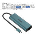 Onten UC121 5 in 1 USB-C / Type-C to USB 3.0 HUB with 5V Input & 100Mbps Network Card