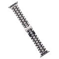 For Apple Watch SE 2023 44mm Five-Beads Stainless Steel Watch Band(Silver Black)