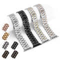 For Apple Watch Series 2 38mm Five-Beads Stainless Steel Watch Band(Silver Gold)