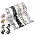 For Apple Watch Series 3 38mm Five-Beads Stainless Steel Watch Band(Silver Gold)