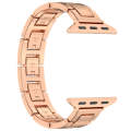 For Apple Watch SE 2022 44mm H Slim Stainless Steel Watch Band(Rose Gold)