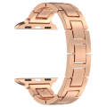 For Apple Watch SE 2022 44mm H Slim Stainless Steel Watch Band(Rose Gold)