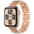 For Apple Watch SE 44mm H Slim Stainless Steel Watch Band(Rose Gold)