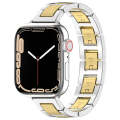 For Apple Watch Series 6 44mm H Slim Stainless Steel Watch Band(Silver Gold)