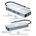 BYL-2401 8 in 1 Type-C to PD100W + USB3.0 + HDMI + DP + RJ45 HUB Docking Station(Space Grey)