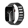 For Apple Watch SE 44mm Magnetic Clasp Braided Chain Stainless Steel Watch Band(Black)