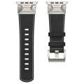 For Apple Watch SE 2023 44mm Mecha Style Leather Watch Band(Black Napa)
