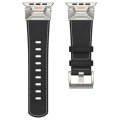 For Apple Watch Series 8 45mm Mecha Style Leather Watch Band(Black Napa)