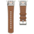 For Apple Watch Series 4 44mm Mecha Style Leather Watch Band(Dark Brown)