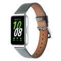 For Samsung Galaxy Fit 3 Sewing Thread Genuine Leather Watch Band(Grey)