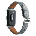 For Samsung Galaxy Fit 3 Sewing Thread Genuine Leather Watch Band(Grey)