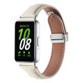 For Samsung Galaxy Fit 3 Litchi Texture Magnetic Buckle Slim Leather Watch Band(Milk White)
