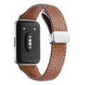 For Samsung Galaxy Fit 3 Litchi Texture Magnetic Buckle Slim Leather Watch Band(Brown)