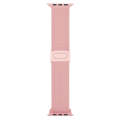 For Apple Watch SE 2023 44mm Carbon Fiber Texture Snap Buckle Nylon Watch Band(Pink)