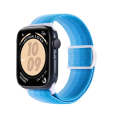 For Apple Watch SE 2023 44mm Carbon Fiber Texture Snap Buckle Nylon Watch Band(Gradient Blue)