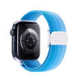 For Apple Watch SE 2023 44mm Carbon Fiber Texture Snap Buckle Nylon Watch Band(Gradient Blue)