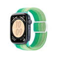 For Apple Watch SE 2023 44mm Carbon Fiber Texture Snap Buckle Nylon Watch Band(Gradient Green)