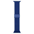 For Apple Watch SE 2023 44mm Carbon Fiber Texture Snap Buckle Nylon Watch Band(Blue)