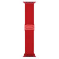 For Apple Watch Series 9 45mm Carbon Fiber Texture Snap Buckle Nylon Watch Band(Red)