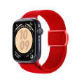 For Apple Watch Series 7 45mm Carbon Fiber Texture Snap Buckle Nylon Watch Band(Red)