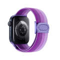 For Apple Watch SE 40mm Carbon Fiber Texture Snap Buckle Nylon Watch Band(Gradient Purple)