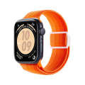For Apple Watch Series 6 44mm Carbon Fiber Texture Snap Buckle Nylon Watch Band(Gradient Orange)