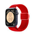 For Apple Watch Series 5 44mm Carbon Fiber Texture Snap Buckle Nylon Watch Band(Red)