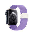 For Apple Watch Series 5 44mm Carbon Fiber Texture Snap Buckle Nylon Watch Band(Purple)