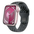 For Apple Watch SE 2023 44mm Oval Holes Fluororubber Watch Band(Dark Grey)