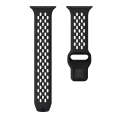 For Apple Watch Series 9 45mm Oval Holes Fluororubber Watch Band(Black)