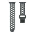 For Apple Watch Series 9 45mm Oval Holes Fluororubber Watch Band(Dark Grey)