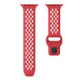 For Apple Watch Series 8 45mm Oval Holes Fluororubber Watch Band(Red)