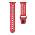 For Apple Watch SE 2022 44mm Oval Holes Fluororubber Watch Band(Red)