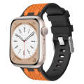 For Apple Watch SE 44mm Oak Silicone Watch Band(Black Orange)
